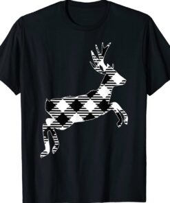 Classic White And Black Christmas Buffalo Plaid Deer Shirt