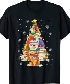 Funny Christmas Library Tree Librarian Xmas Book Lover Shirt
