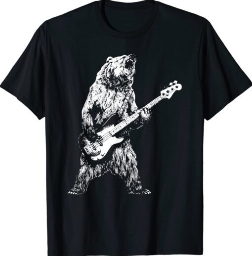 Bear Playing Bass Guitar Bear Guitarist Music Lovers Shirt