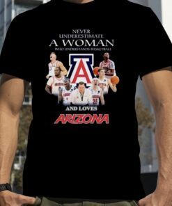 2023 Never Underestimate A Woman Who Understands Basketball And Loves Arizona Wildcats Team T-Shirt