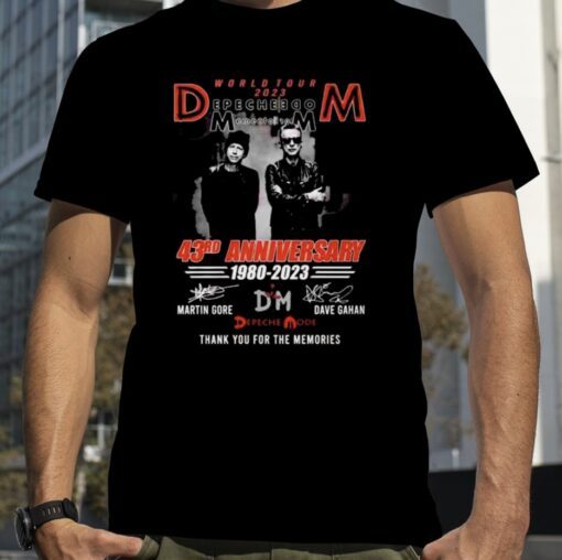 World Tour 2023 Depech Mode Memento Mori 43rd Anniversary 1980-2023 Thank You for the memories signatures shirt