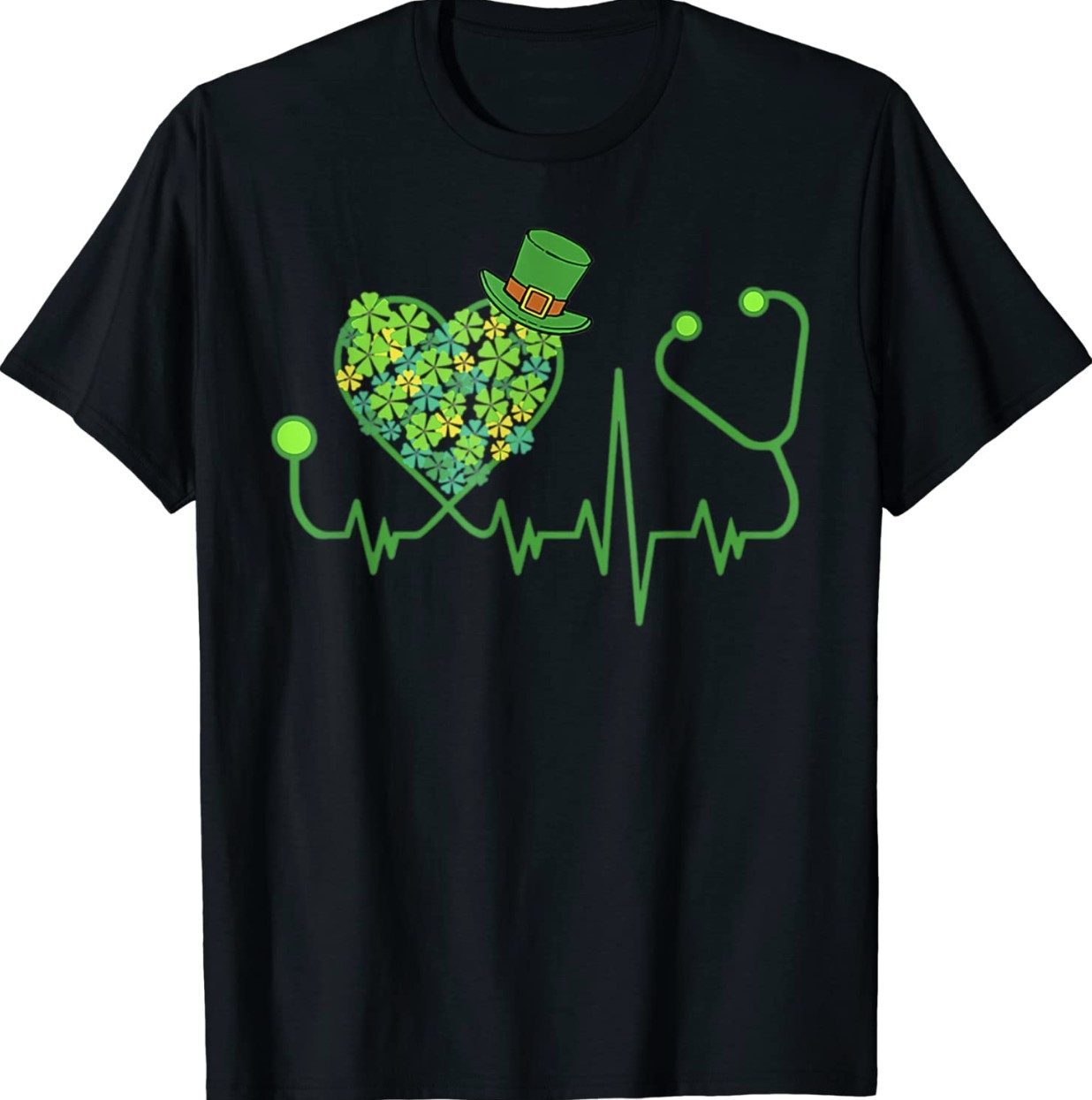 Nurse St Patricks Day Stethoscope Heartbeat Clover Shirt - ShirtsMango ...