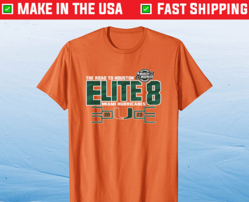Orange Miami Hurricanes Elite 8 Basketball 2023 Shirts