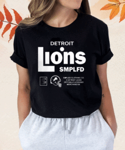 Vintage SMPLFD Blue Detroit Lions Program Shirt