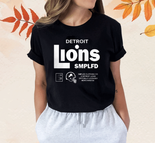 Vintage SMPLFD Blue Detroit Lions Program Shirt