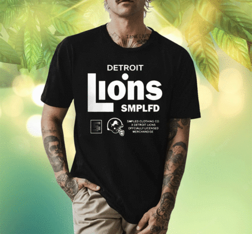 Vintage SMPLFD Blue Detroit Lions Program Shirt