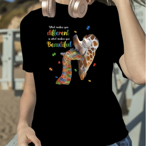 What Makes You Different Giraffe Mom Autism Child Awareness 2023 Shirt