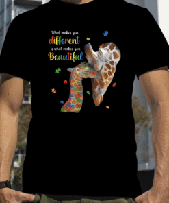 What Makes You Different Giraffe Mom Autism Child Awareness 2023 Shirt