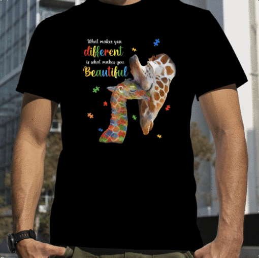 What Makes You Different Giraffe Mom Autism Child Awareness 2023 Shirt