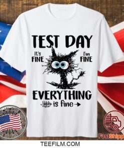 Test Day Funny Stressed Cat Teacher Student Kids Testing Day Gift T-Shirt