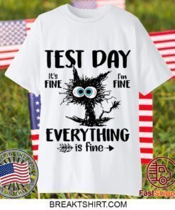 Test Day Funny Stressed Cat Teacher Student Kids Testing Day Gift T-Shirt