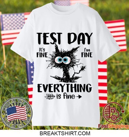 Test Day Funny Stressed Cat Teacher Student Kids Testing Day Gift T-Shirt