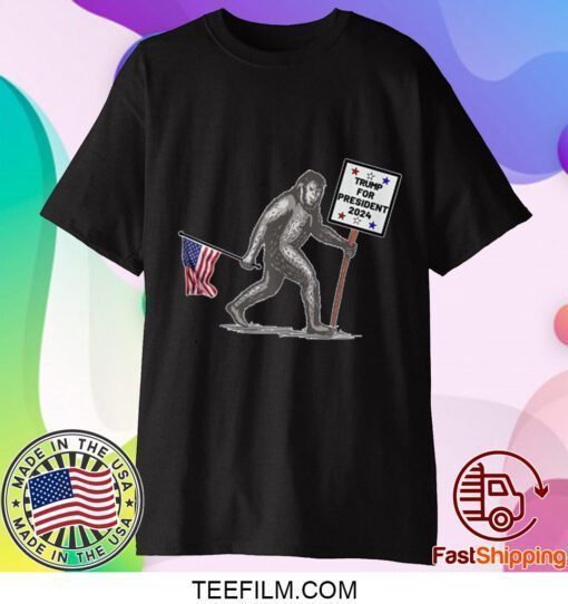 Trump For President 2024 American Flag Bigfoot Vintage T-Shirt