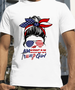 T-Shirt All American Trump Girl 4th Of July Messy Bun Pro Trump 2024