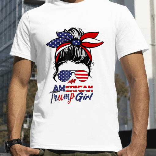 T-Shirt All American Trump Girl 4th Of July Messy Bun Pro Trump 2024