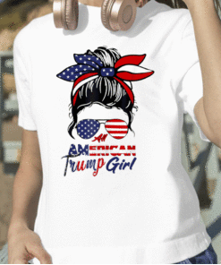 T-Shirt All American Trump Girl 4th Of July Messy Bun Pro Trump 2024