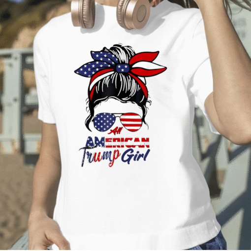 T-Shirt All American Trump Girl 4th Of July Messy Bun Pro Trump 2024