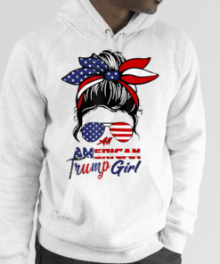 T-Shirt All American Trump Girl 4th Of July Messy Bun Pro Trump 2024