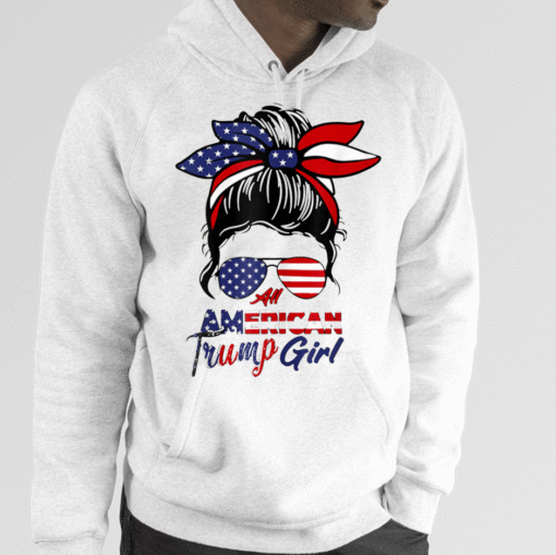 T-Shirt All American Trump Girl 4th Of July Messy Bun Pro Trump 2024