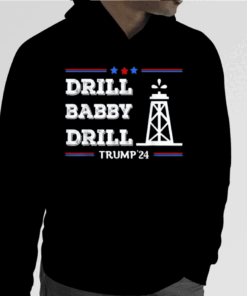 Mens Trump 2024 Drill Baby Drill Gas Oil Rig Illustration Shirt