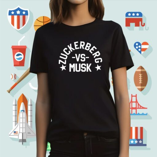 Wearing Zuckerberg Vs Musk T-Shirt