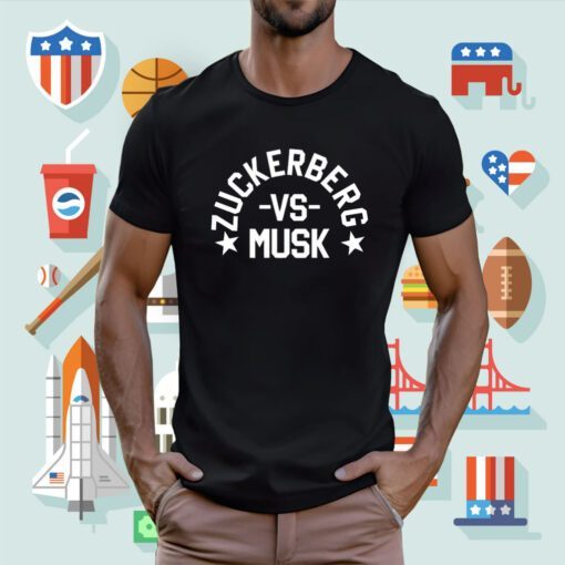 Wearing Zuckerberg Vs Musk T-Shirt