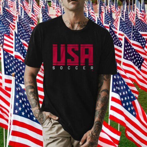 USA SOCCER TEXT TEE SHIRT