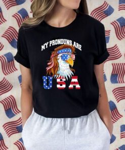 My Pronouns Are USA Eagle Funny 4th of July American Vintage T-Shirt