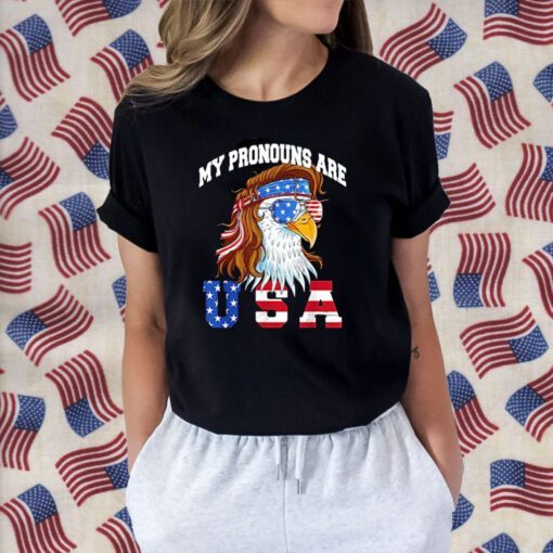 My Pronouns Are USA Eagle Funny 4th of July American Vintage T-Shirt