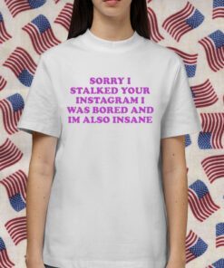 ‪Sorry I Stalked Your Instagram I Was Bored And Im Also Insane 2023 T-Shirt