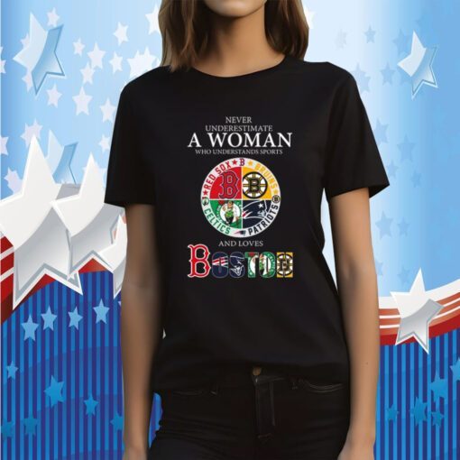 Never Underestimate A Woman Who Understands Sports And Loves Boston 2023 Shirt