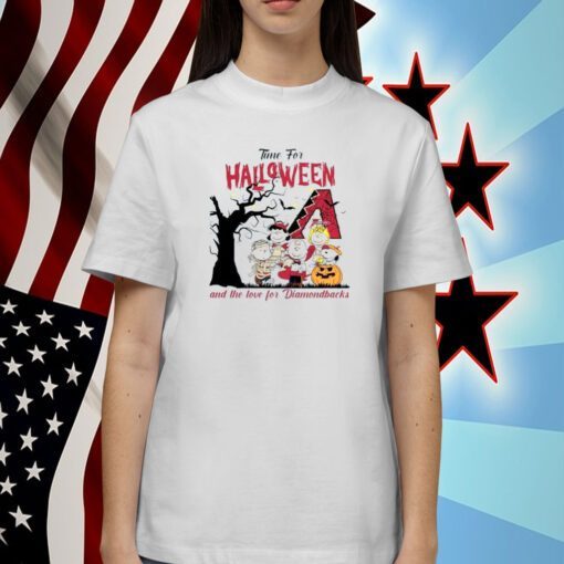 Peanuts Time For Halloween And The Love For Arizona Diamondbacks Logo 2023 Shirt