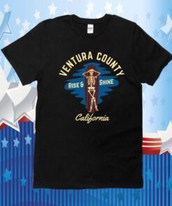 Ventura County California Beige Text Skeleton Surf Shirts