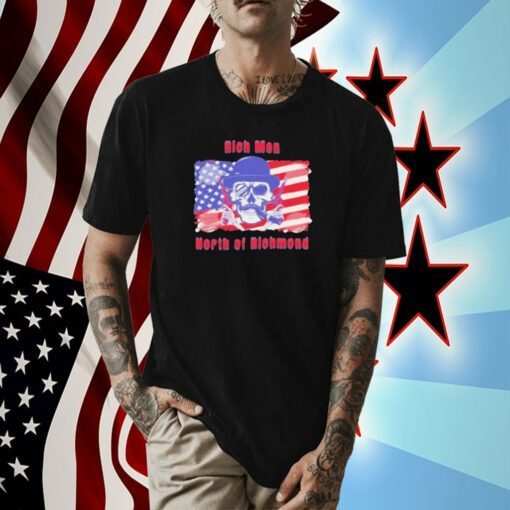 Skull Guns Rich Men North of Richmond American Flag Tee Shirt