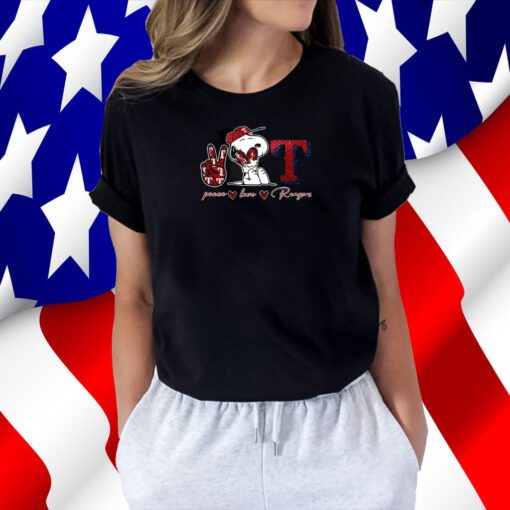 Snoopy Peace Love Texas Rangers Tee Shirts