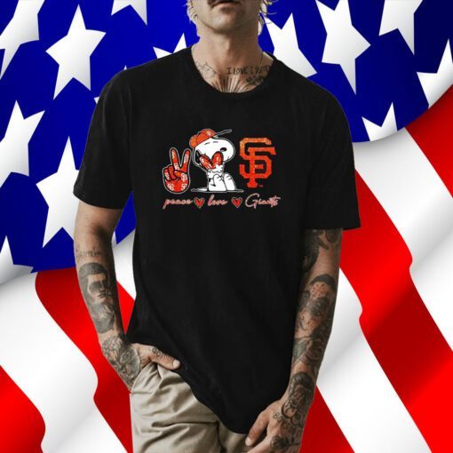 Snoopy Peace Love San Francisco Giants Tee Shirt