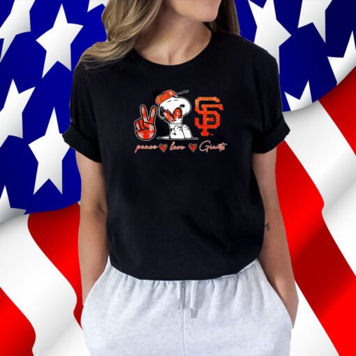 Snoopy Peace Love San Francisco Giants Tee Shirt