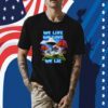We Live We Love We Lie Blue Mushroom Cat Meme 2023 T-Shirt
