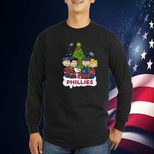 Philadelphia Phillies Snoopy Peanuts Christmas Tee Shirt