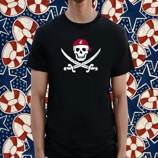 Jake Dickert Wearing Wsu Golf Pirate Skull Tee Shirt