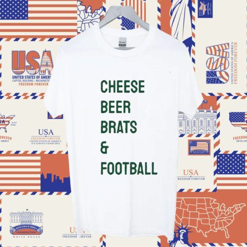 Cheese Beer Brats and Football TShirt