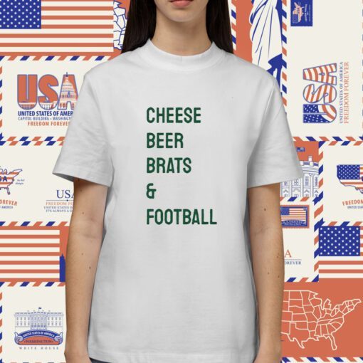 Cheese Beer Brats and Football TShirt