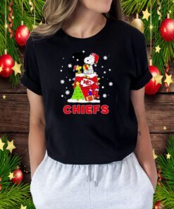 Woodstock And Snoopy On Dog House Kansas City Chiefs Christmas Tee Shirt