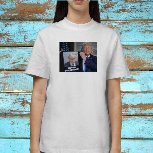 Shows Trump Off Trump Mugshot Never Surrender V-Neck T-Shirt