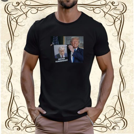 Donald Trump Shows Off Trump Mugshot Never Surrender Long Sleeve T-Shirt