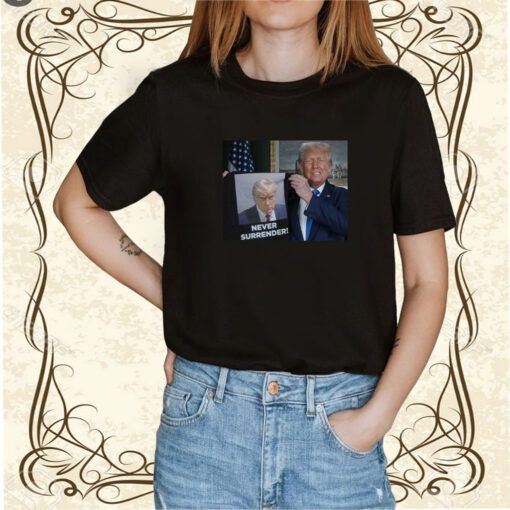 Donald Trump Shows Off Trump Mugshot Never Surrender Long Sleeve T-Shirt