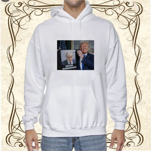 Donald Trump Shows Off Trump Mugshot Never Surrender Long Sleeve T-Shirt