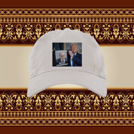 Trump Shows Off Trump Mugshot Never Surrender Cap