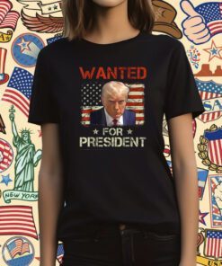 Wanted Donald Trump For President 2024 USA Flag T-Shirt