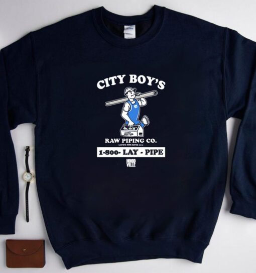 Lay Pipe City Boy’s Raw Piping Co 1-800 Lay Pipe Hoodville Shirt